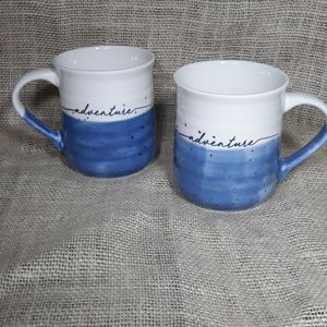 "Adventure"  large ceramic mug NWT 2pc set